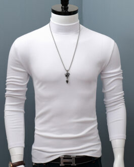 Long-sleeved Cotton Half-high Collar Top